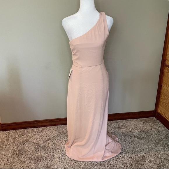 Show Me Your Mumu Eliza One Shoulder Dress in Dusty Blush Crisp Extra Small NWT - Picture 3 of 11
